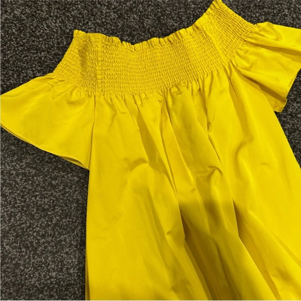 Tory Burch smocked shoulder dress - flaming yellow - Picture 7 of 15